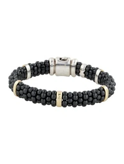 Pre-owned Lagos Ceramic Station Bracelet, 5.75" In Black