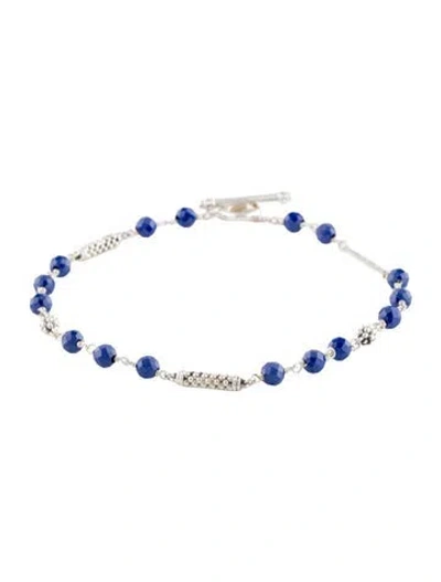 Pre-owned Lagos Ceramic Station Link Bracelet, 8.5" In Blue