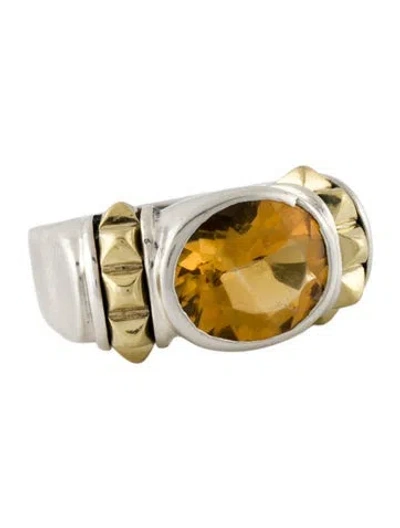 Pre-owned Lagos Citrine Caviar Cocktail Ring In Multi