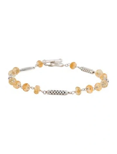 Pre-owned Lagos Citrine Pigtail Link Bracelet, 6.75" In Multicolor