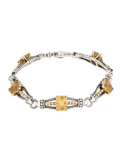 Pre-owned Lagos Citrine Station Bracelet, 7" In Multi