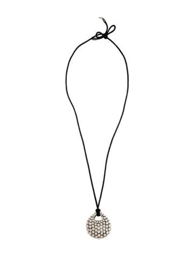 Pre-owned Lagos Cord Caviar Pendant Necklace, 40" In Black