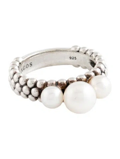 Pre-owned Lagos Cultured Pearl Caviar Ring In Multicolor