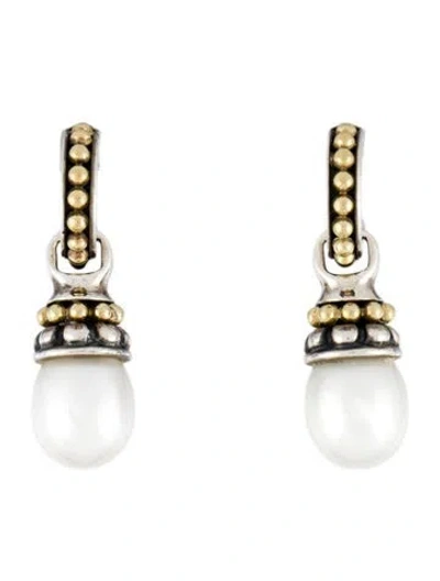 Pre-owned Lagos Cultured Pearl Drop Earrings In Multi