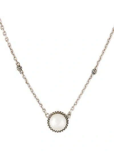Pre-owned Lagos Cultured Pearl Luna Pendant Necklace, 18" In Multicolor