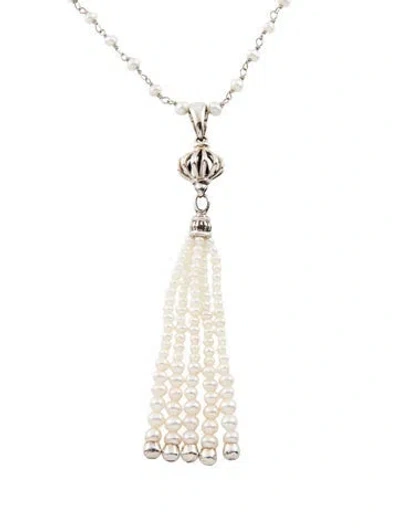 Pre-owned Lagos Cultured Pearl Tassel Pendant Necklace, 36" In Multi