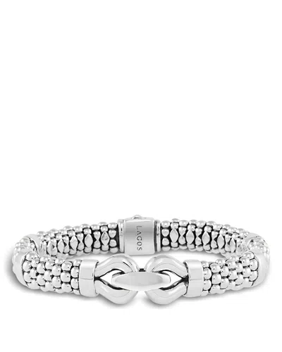 Lagos Derby Large Buckle Sterling Silver Caviar Bracelet
