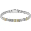 Lagos 18k Gold & Sterling Silver Diamond Lux Three Station Bracelet, 6mm In Silver/gold/diamond