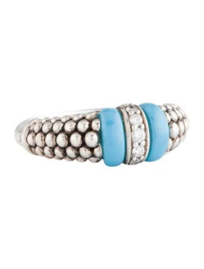 Pre-owned Lagos Diamond & Ceramic Caviar Ring In Multicolor