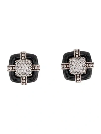 Pre-owned Lagos Diamond & Ceramic Earclip Earrings In Multi