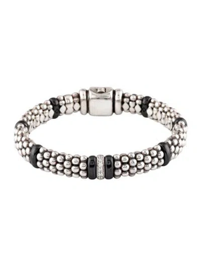 Pre-owned Lagos Diamond & Ceramic Single Station Bracelet, 6.25" In Multicolor