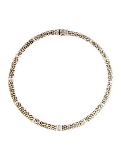 Pre-owned Lagos Diamond & Ceramic Station Necklace, 18" In Multi