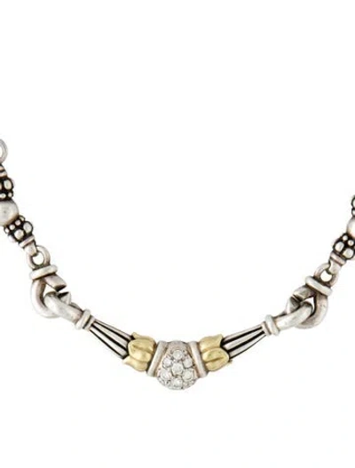 Pre-owned Lagos Diamond & Topaz Station Necklace, 18.75" In Multi
