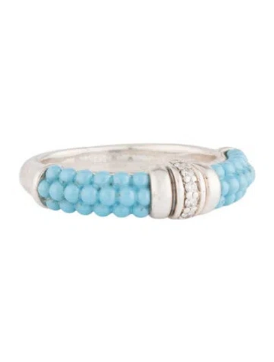 Pre-owned Lagos Diamond Blue Caviar Cocktail Ring