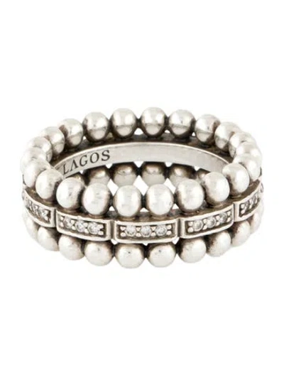 Pre-owned Lagos Diamond Caviar Beaded Diamond Ring In Multi