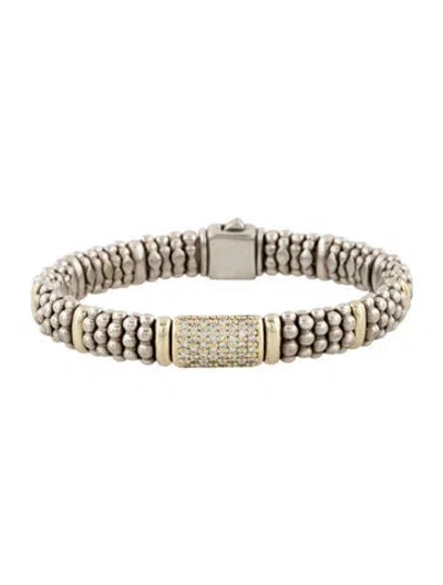 Pre-owned Lagos Diamond Caviar Bracelet, 6.5" In Multicolor