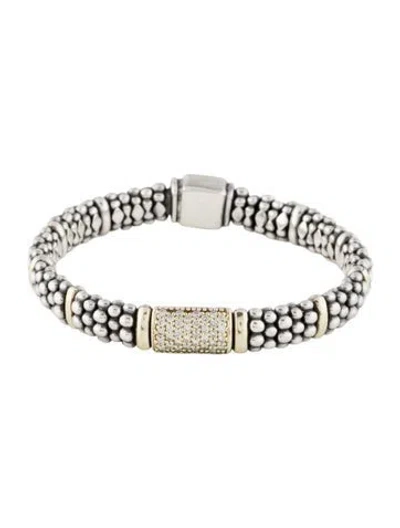 Pre-owned Lagos Diamond Caviar Bracelet, 6.75" In Multi