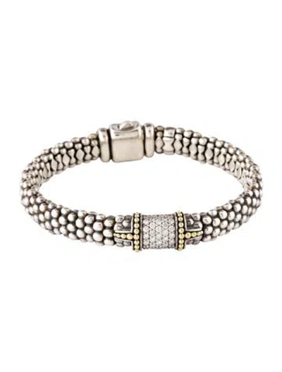 Pre-owned Lagos Diamond Caviar Bracelet, 6.75" In Multicolor