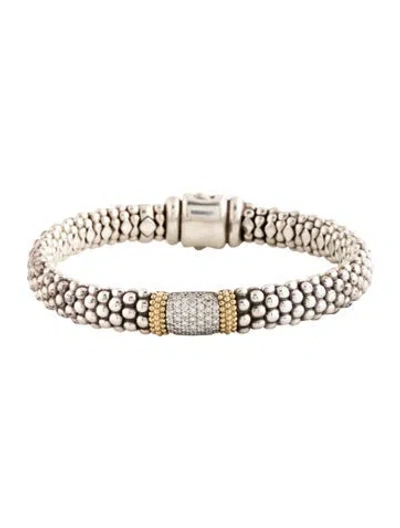Pre-owned Lagos Diamond Caviar Bracelet, 7" In Multicolor