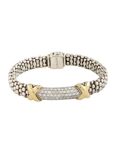Pre-owned Lagos Diamond Caviar Bracelet In Clear
