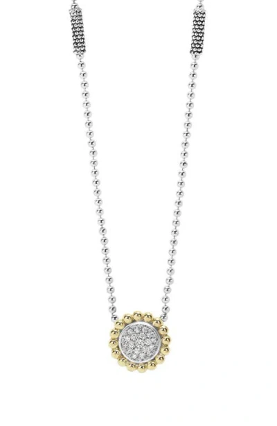 Lagos Diamond Caviar Circle Pendant In White