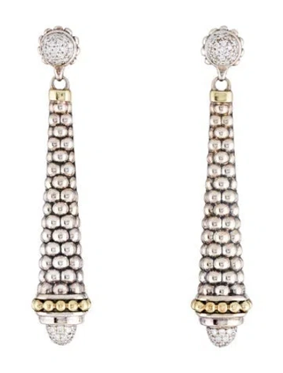 Pre-owned Lagos Diamond Caviar Drop Earrings In Multi