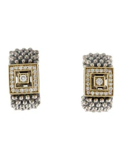 Pre-owned Lagos Diamond Caviar Earclip Earrings In Multi