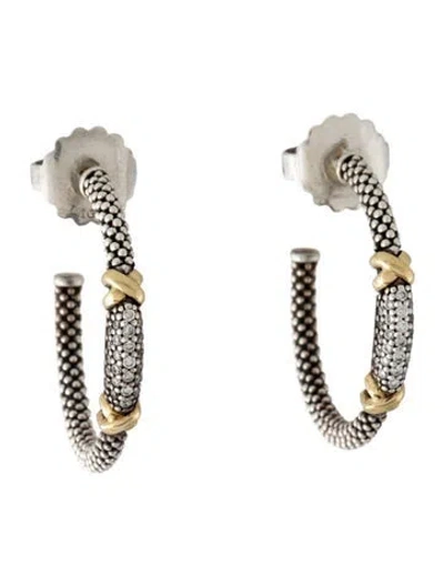 Pre-owned Lagos Diamond Caviar Hoop Earrings In Multicolor