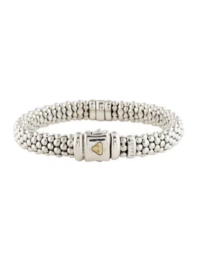 Pre-owned Lagos Diamond Caviar Lux 9mm Station Bracelet, 6.75" In Multicolor
