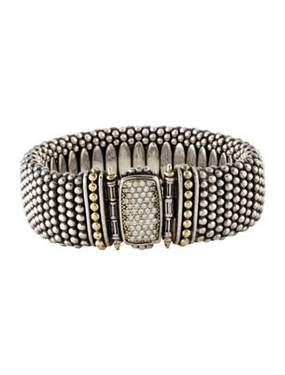Pre-owned Lagos Diamond Caviar Lux Link Bracelet, 23mm, 7" In Multi