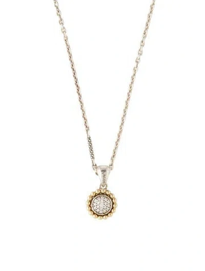 Pre-owned Lagos Diamond Caviar Pendant Necklace, 18" In Multicolor