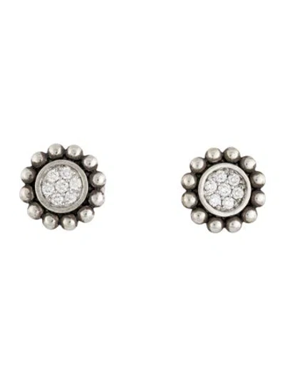 Pre-owned Lagos Diamond Caviar Spark Circle Stud Earrings In Multi