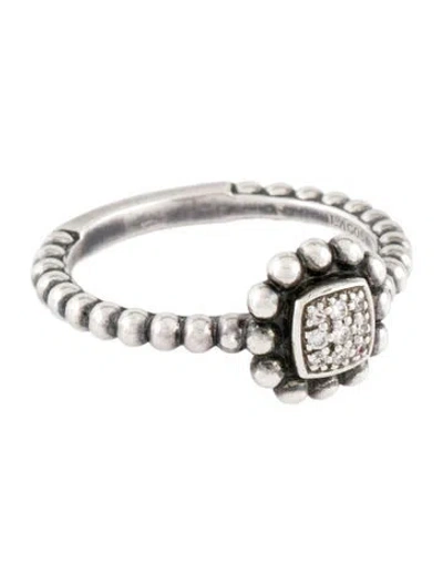 Pre-owned Lagos Diamond Caviar Spark Square Ring In Multi