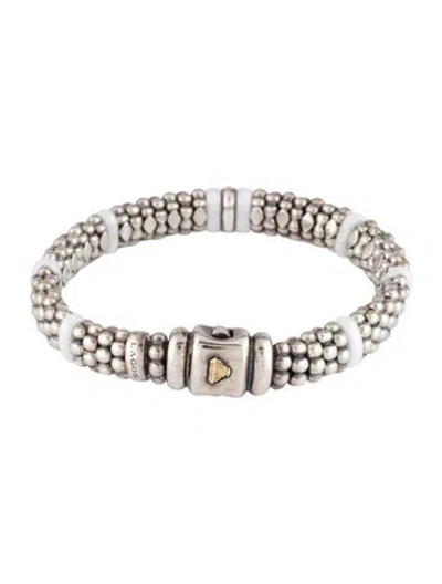 Pre-owned Lagos Diamond Ceramic Station Bracelet, 7" In Multicolor