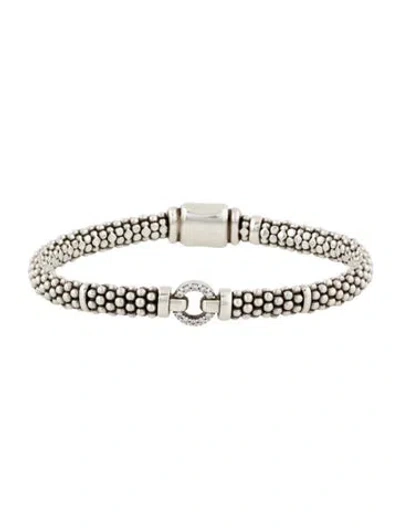 Pre-owned Lagos Diamond Circle Caviar Bracelet, 6.5" In Multi