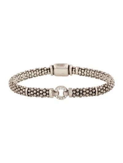 Pre-owned Lagos Diamond Circle Caviar Bracelet, 6.5" In Multicolor