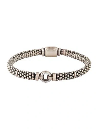 Pre-owned Lagos Diamond Circle Caviar Bracelet, 6.75" In Multi