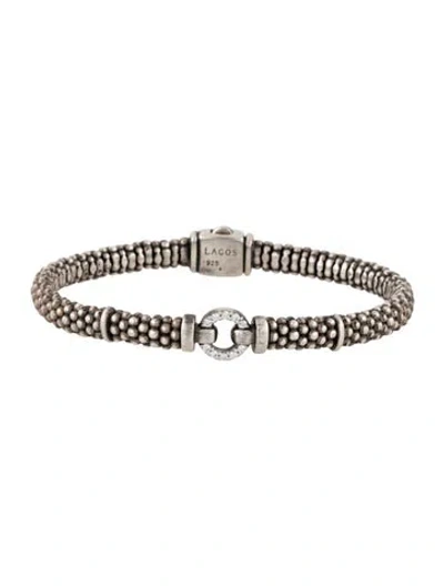 Pre-owned Lagos Diamond Circle Caviar Bracelet, 6mm, 6.75" In Multicolor