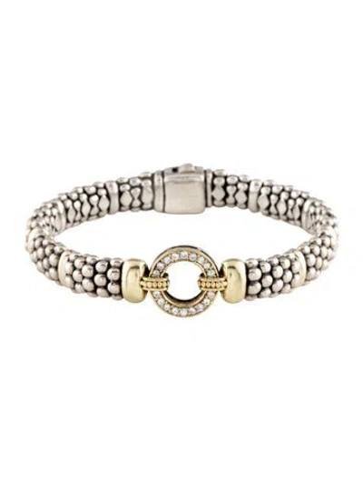 Pre-owned Lagos Diamond Circle Caviar Bracelet, 7" In Multicolor