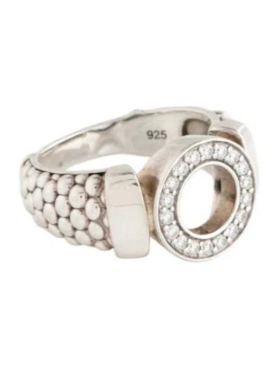 Pre-owned Lagos Diamond Circle Caviar Spark Ring In Multi