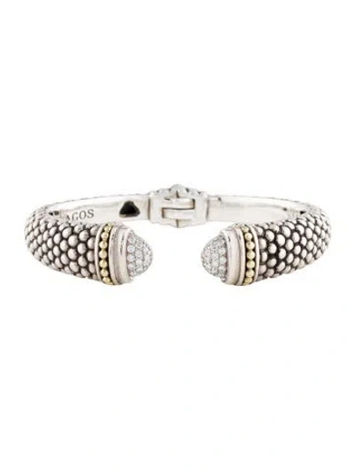 Pre-owned Lagos Diamond Cuff Bracelet, 6.25" In Multi