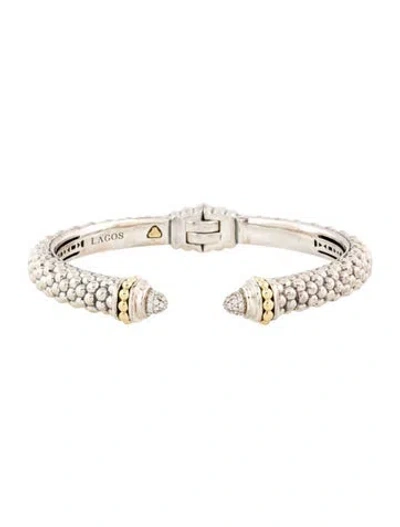 Pre-owned Lagos Diamond Cuff Bracelet, 6.25" In Multi