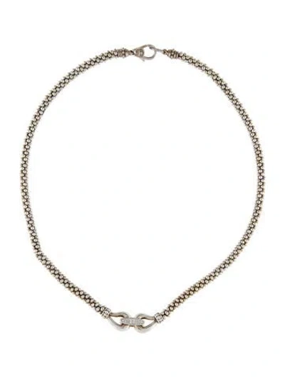 Pre-owned Lagos Diamond Derby Caviar Necklace, 16" In Multi