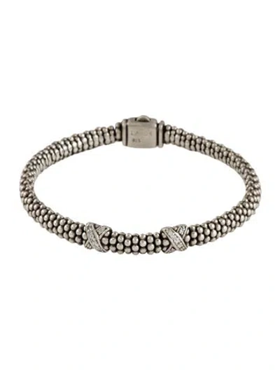 Pre-owned Lagos Diamond Double-x Station Bracelet, 6.75" In Multi