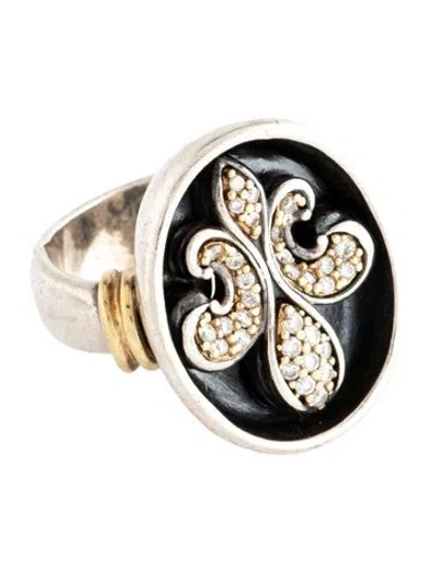 Pre-owned Lagos Diamond Fleur De Lis Caviar Ring In Multicolor