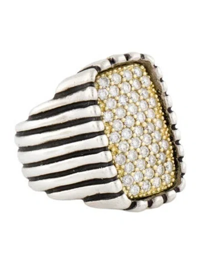 Pre-owned Lagos Diamond Fluted Cocktail Ring In Multi