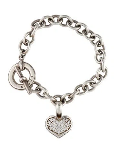 Pre-owned Lagos Diamond Heart Toggle Bracelet, 7.5" In Multi