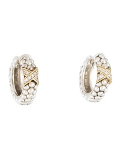 Pre-owned Lagos Diamond Huggie Hoop Earrings In Multi