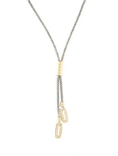 Pre-owned Lagos Diamond Lavalier Necklace, 18" In Multicolor