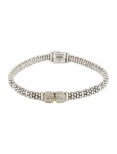 Pre-owned Lagos Diamond Link Station Bracelet, 7.75" In Multi
